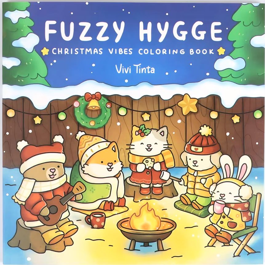 Food Y Snacks Coloring Book - Libro para colorear navideño Fuzzy Hygge