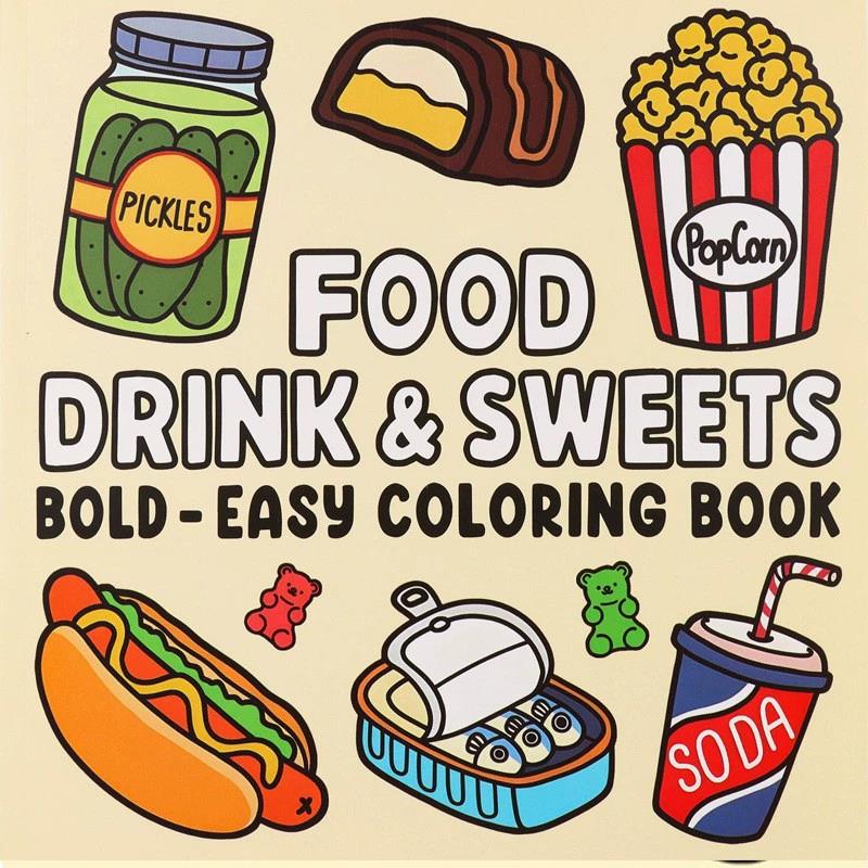 Food Y Snacks Coloring Book - Libro para colorear de comida, bebidas