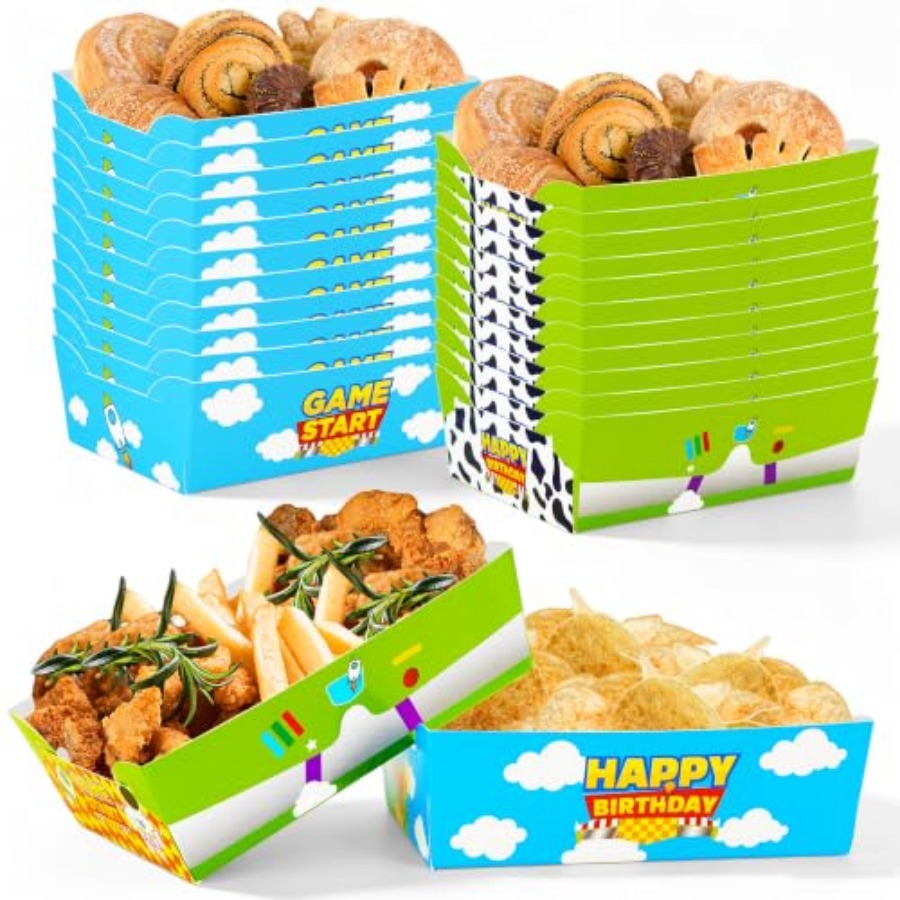 Food Snacks For Party - 24 Bandejas de Papel Desechables con