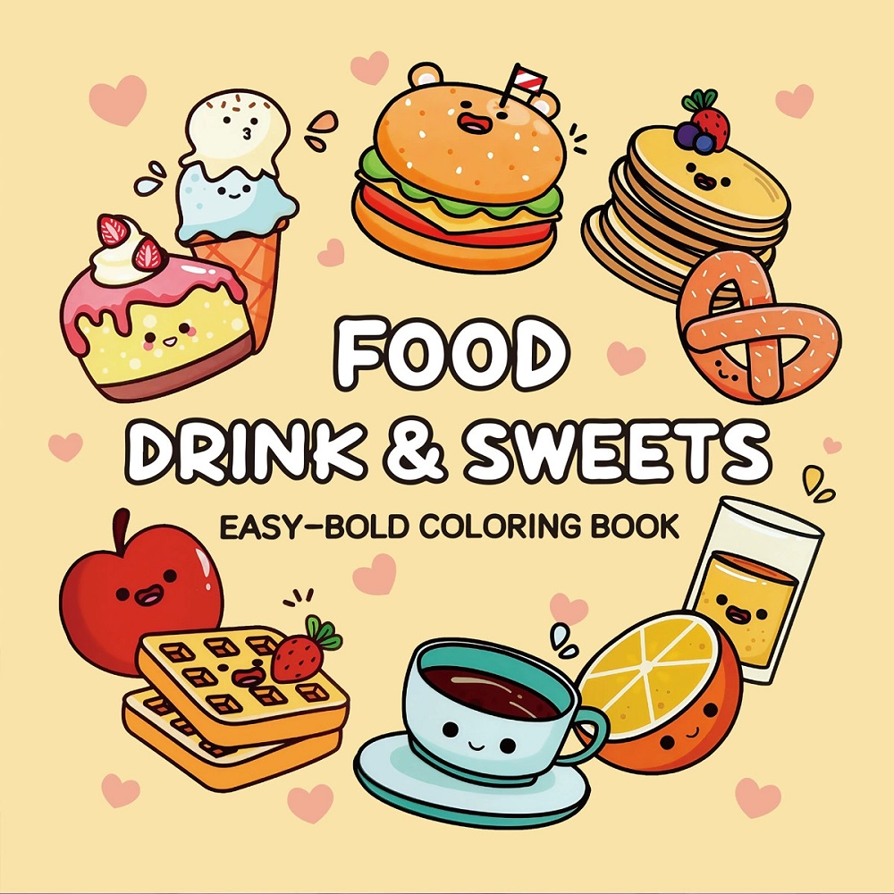 Food Y Snacks Coloring Book - Libro para colorear de comida, bebidas